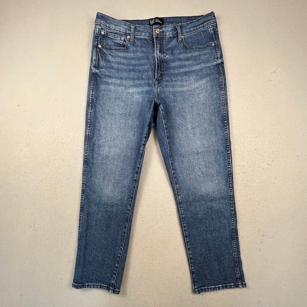 Gap Vintage Slim Jeans Womens 14/32 Blue High Rise Dark Villa Denim Classic